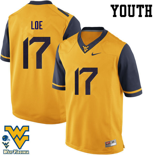 NCAA Youth Exree Loe West Virginia Mountaineers Gold #17 Nike Stitched Football College Authentic Jersey NA23T60KQ